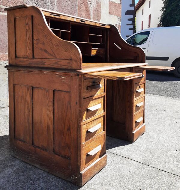 Bureau américain ''Roll Top'' en chêne.