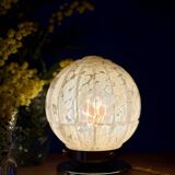 Beautiful table lamp, vintage Art Deco glass globe from Clichy in pink. Diameter