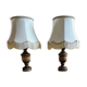Pair of vintage turned wooden table or bedside lamps.