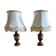 Pair of vintage turned wooden table or bedside lamps.