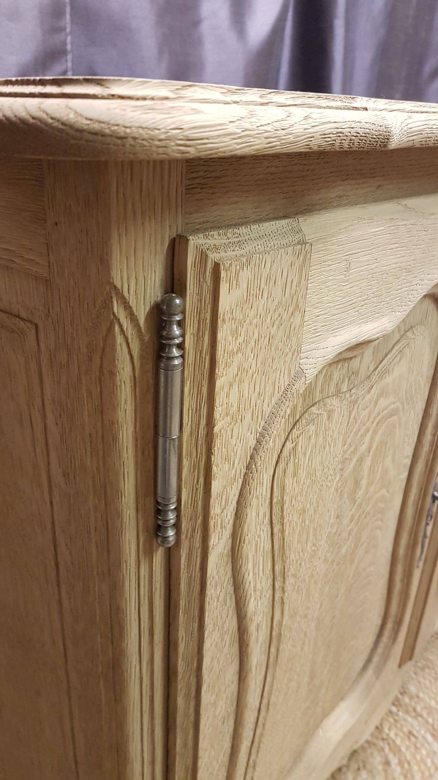 Old 2-door chest of drawers in air-coated oak, to be painted or varnished.