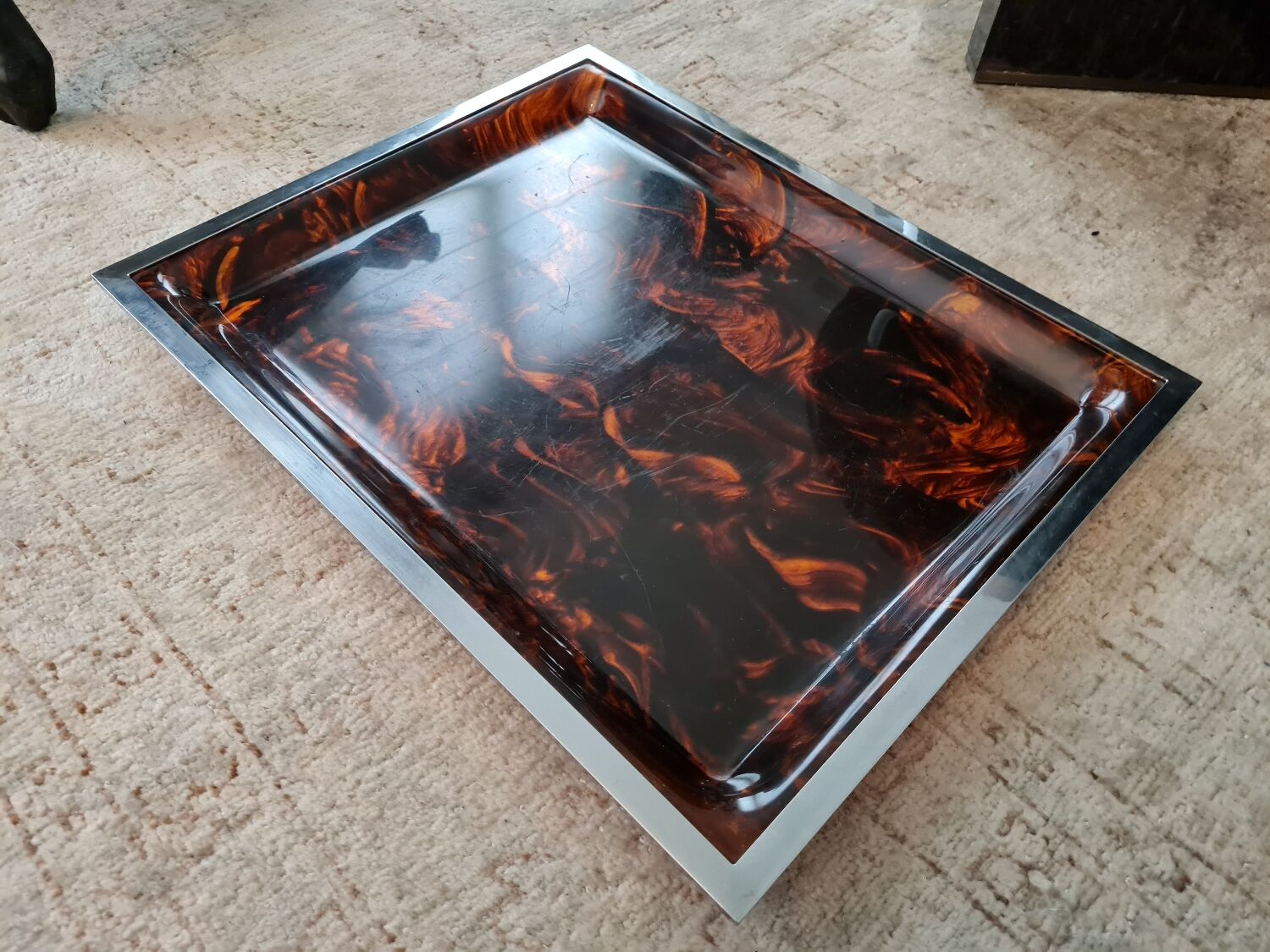 Lucite tortoiseshell and silver metal style