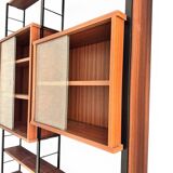 Scandinavian modular library shelves - lacquered mahogany metal 1970