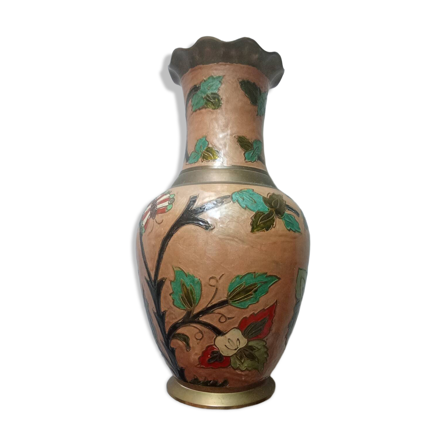 Vase en laiton émaillé