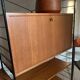 Vintage Scandinavian wire-framed metal and teak secretary bookcase set