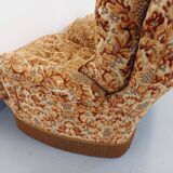 Set of 2 vintage armchairs in floral fabric with fringes from the 60s 70s