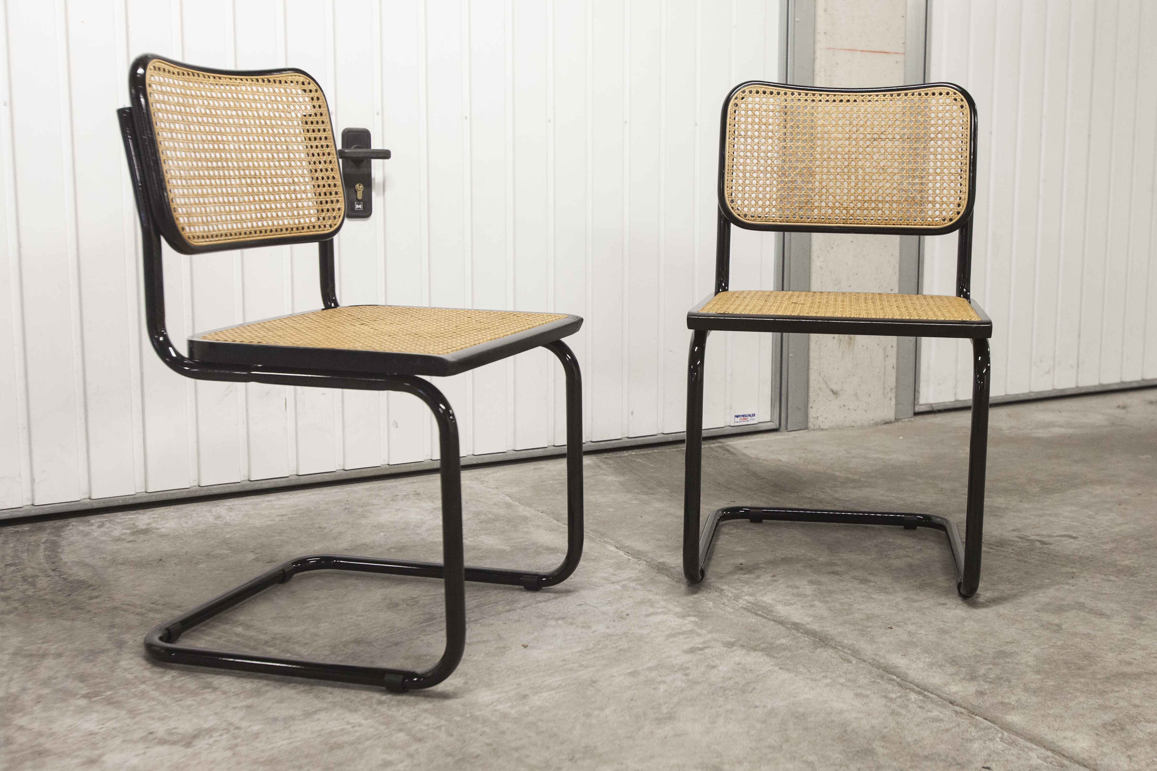 Pair of black Breuer B32 chairs restored, new stamps