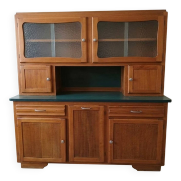Buffet Deux Corps Vintage Années 50 - Design Rétro - Bois Blond