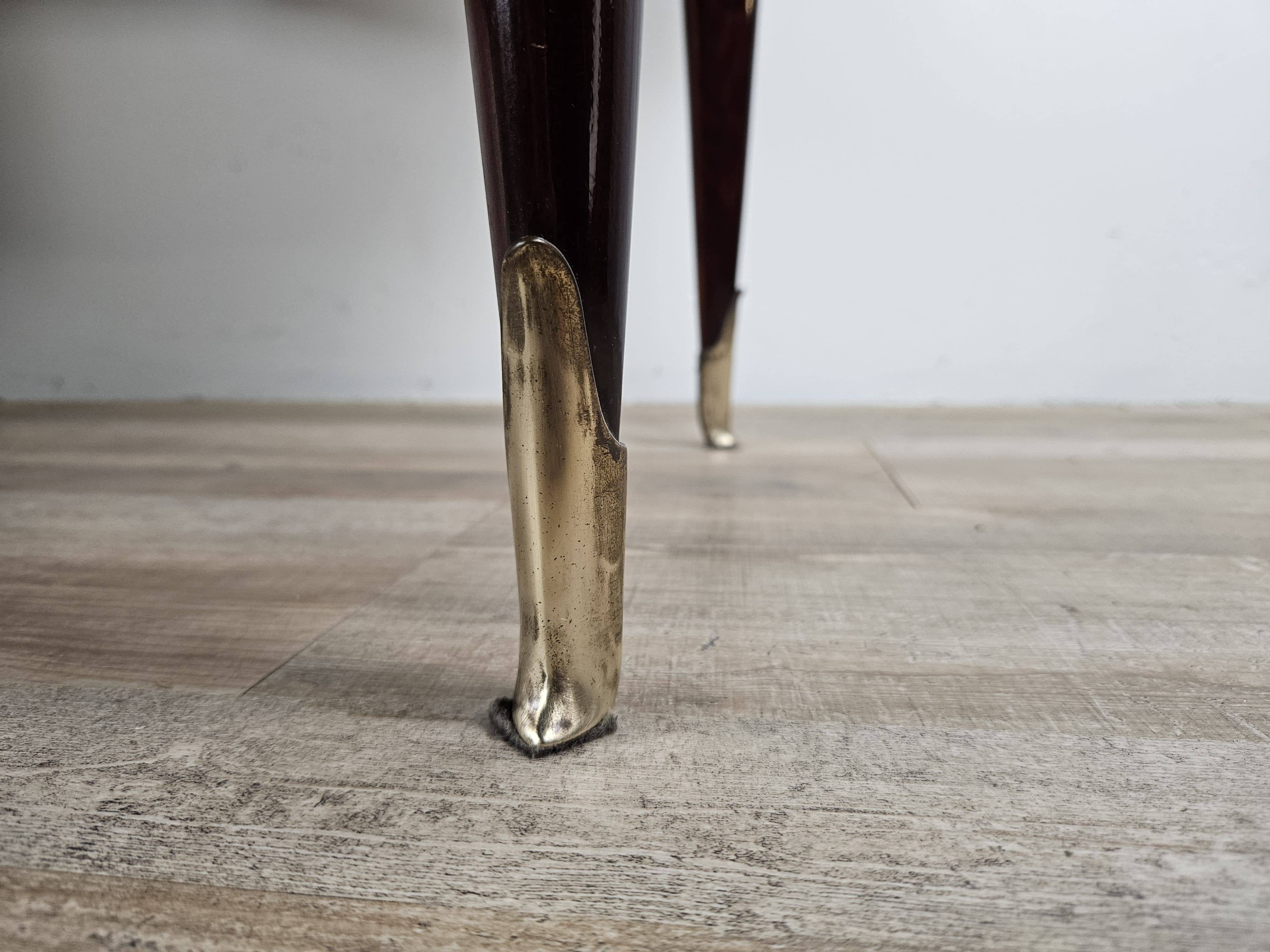 Mid Century Chest of Drawers in Mahogany, Brass and Glass