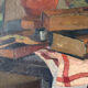 Still life, painter's table, oil on panel