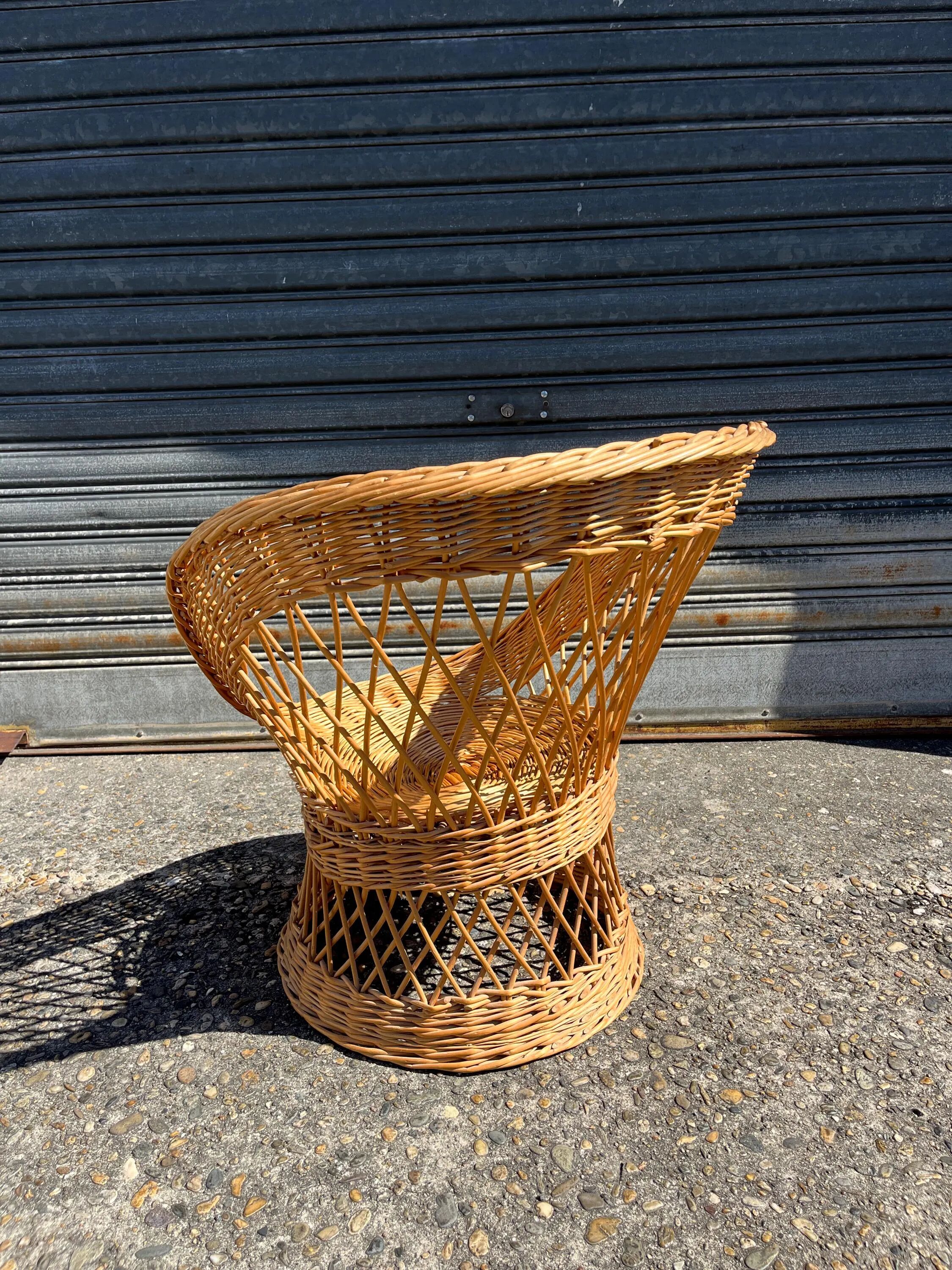 Vintage rattan and wicker armchair