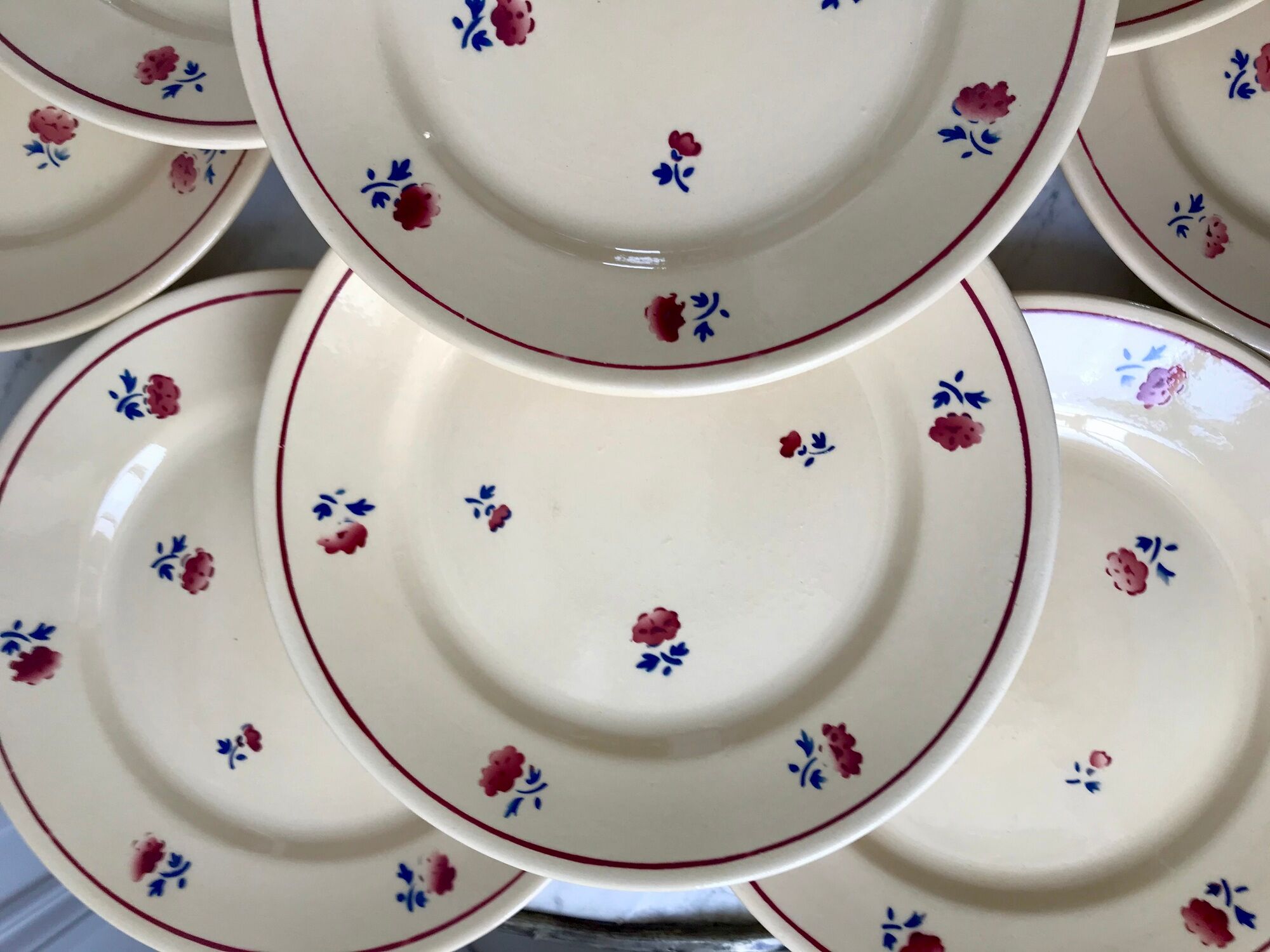 Set of 10 dessert plates fb badonviller 30-40s