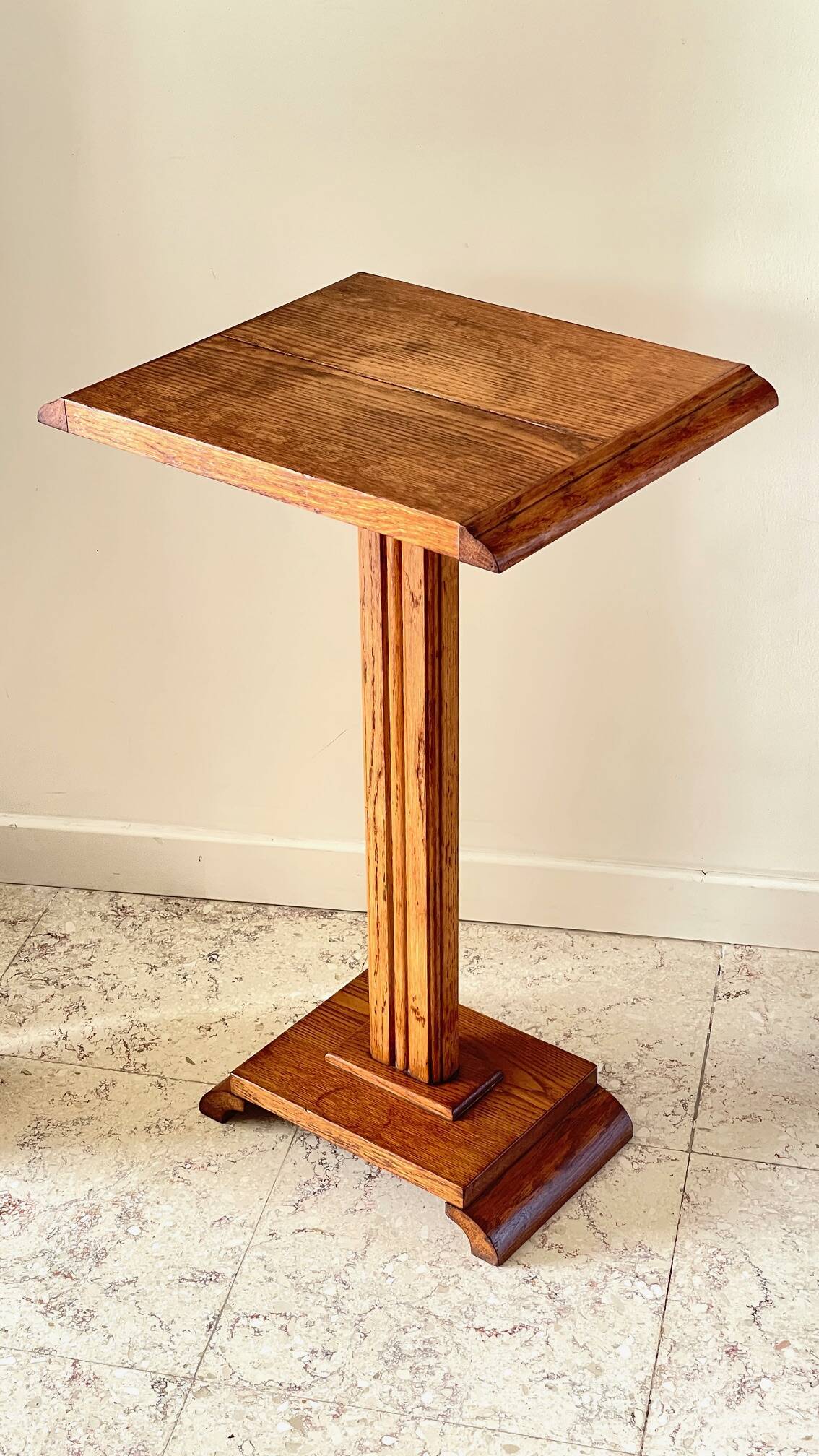 Vintage solid oak saddle plant holder