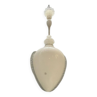 Large White Murano Glass Pendant Light, Italy, 1960s