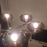 6-light chandelier  Sciolari, chrome and smoked glass