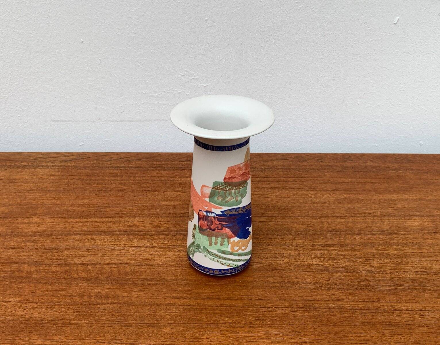 Vintage German ceramic vase Postmodern Alta Mira series by Gilbert Portanier for Rosenthal, 1980s.