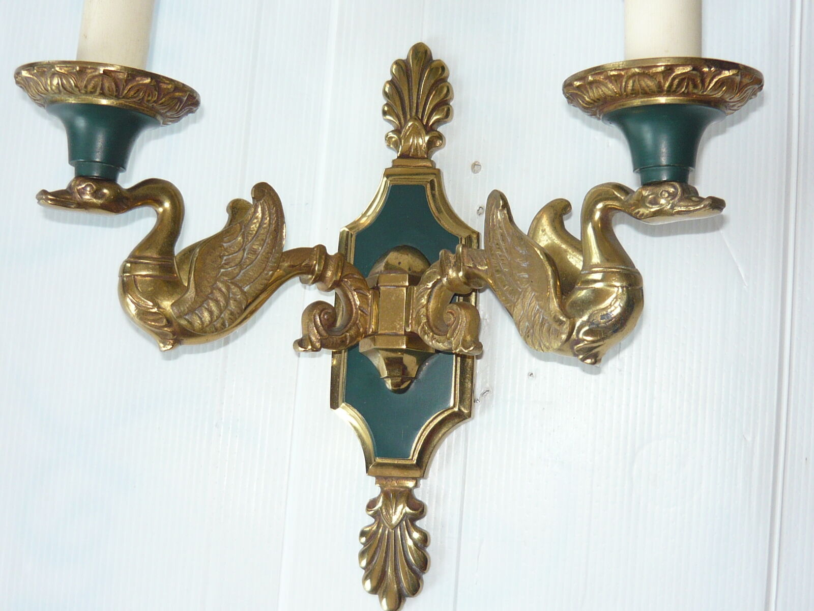 Empire lucien gau style gilt bronze wall lamp