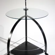 Vintage Bauhaus-style serving trolley with glass top