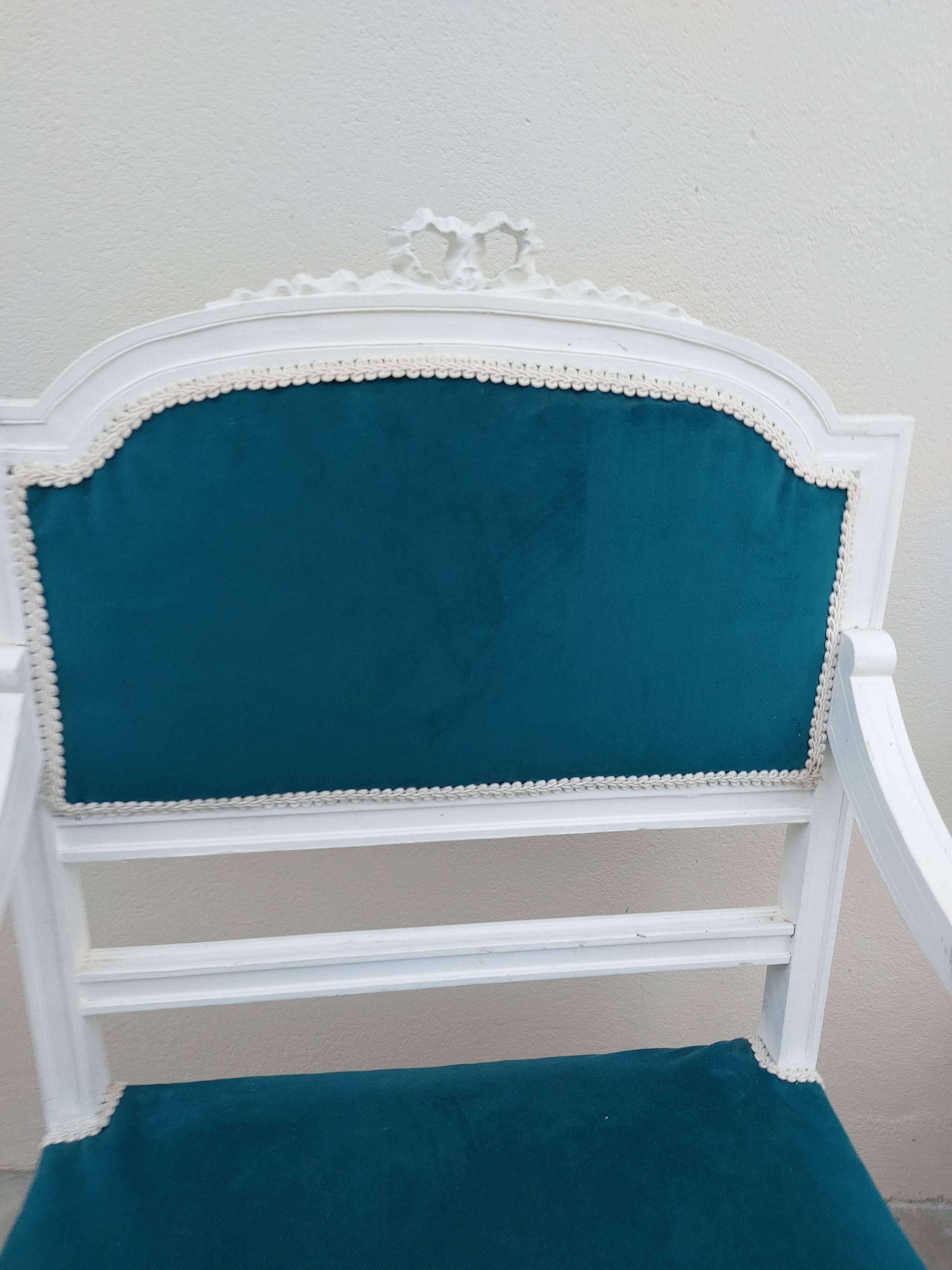 Louis XVI style living room set with bench and 2 armchairs