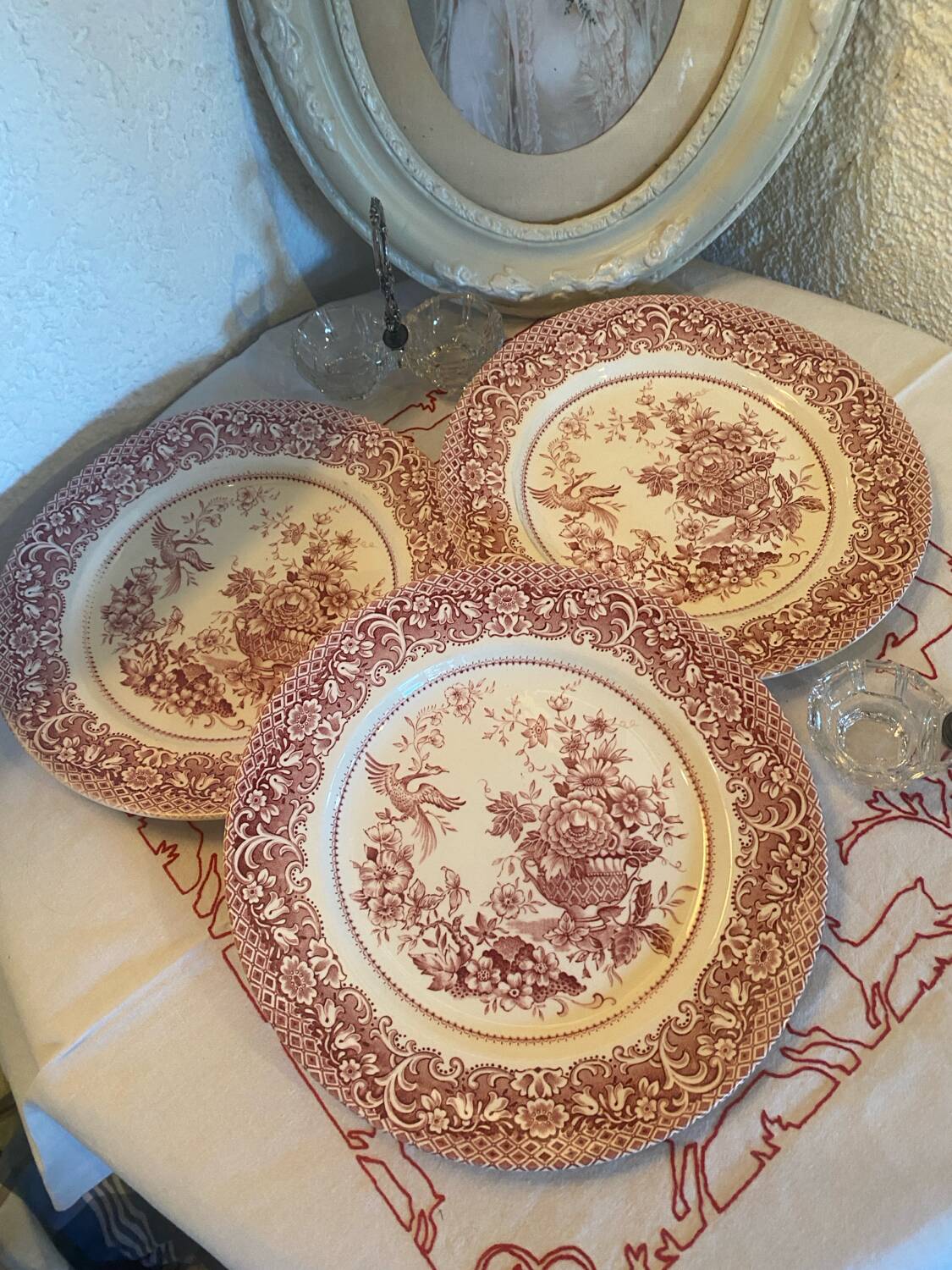 Set of 3 Staffordshire ironstone dinner plates