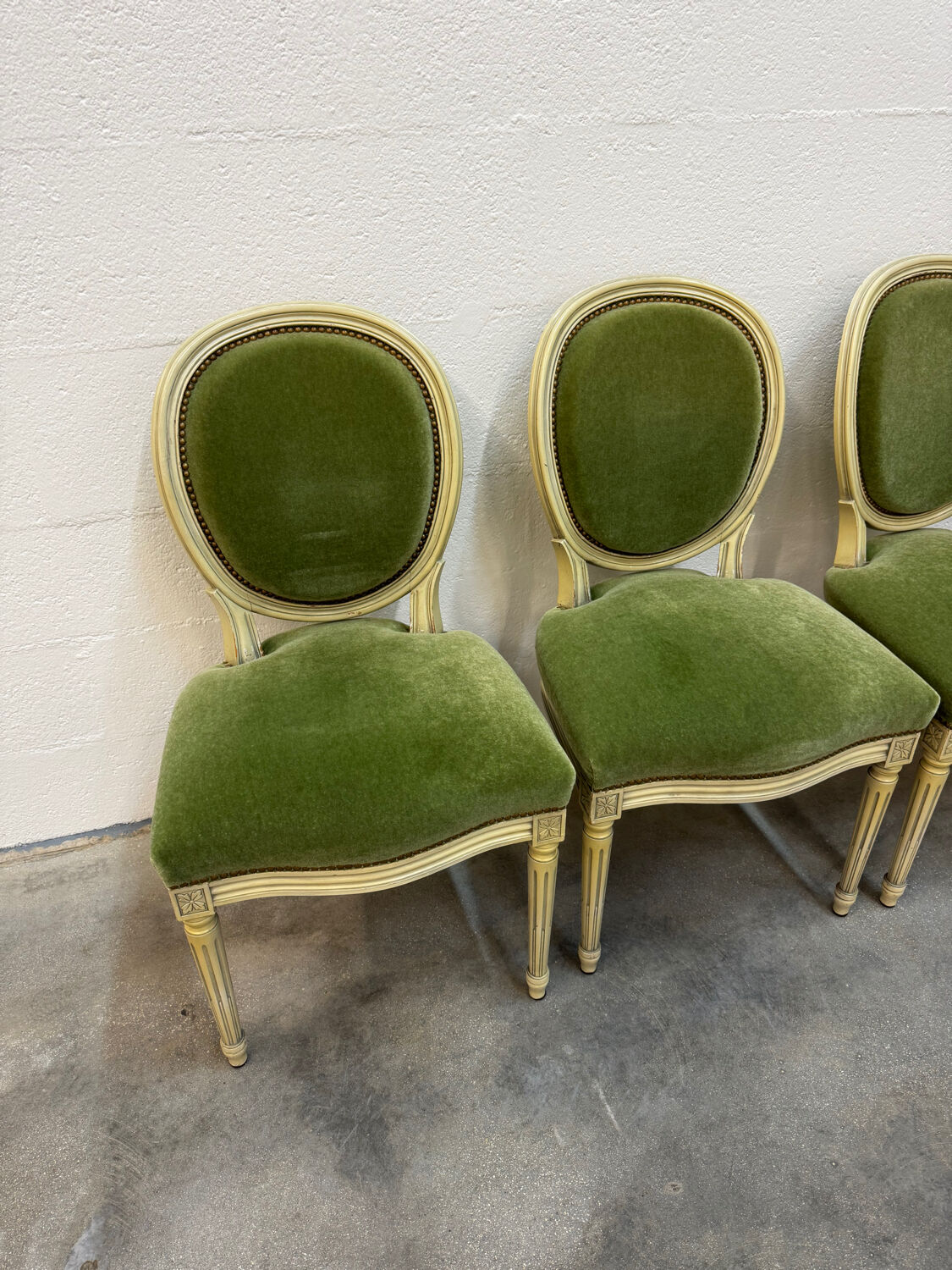 4 studded Louis XVI medallion chairs