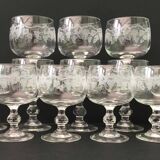 Set 12 verres d’Alsace cristal gravé vin et apéritif