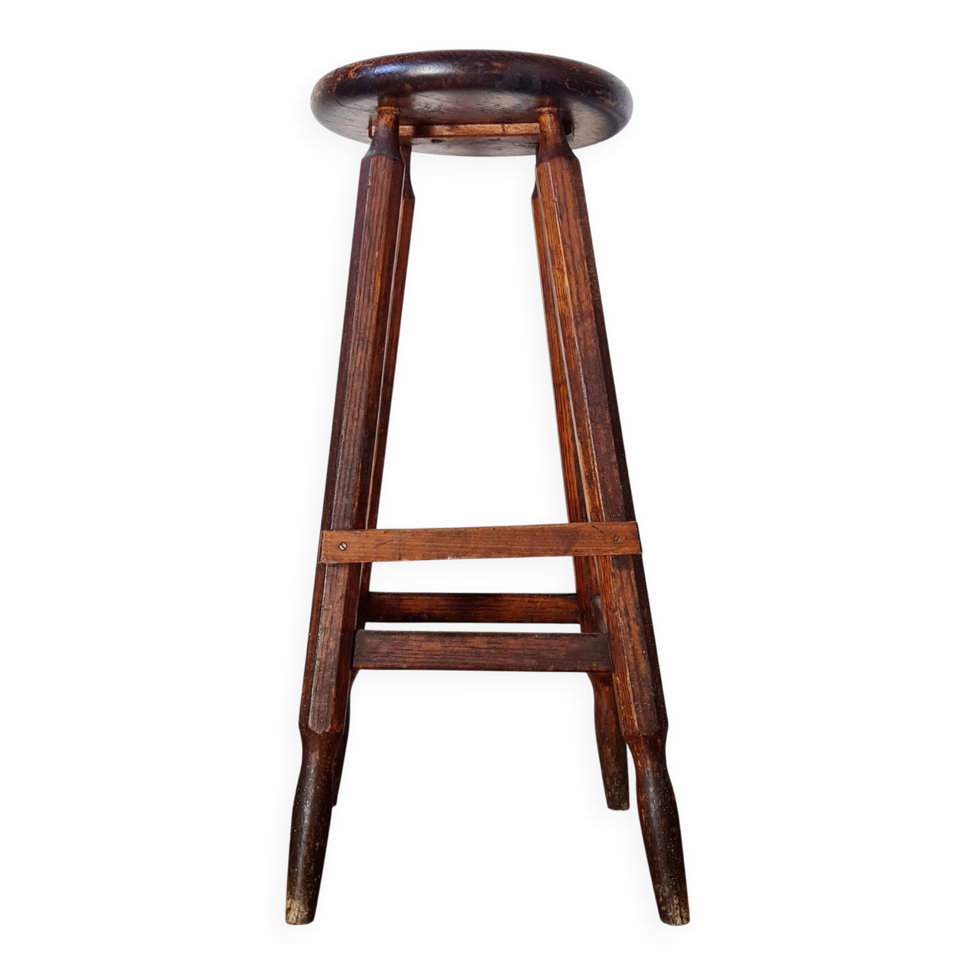 Tabouret haut d'atelier patiné