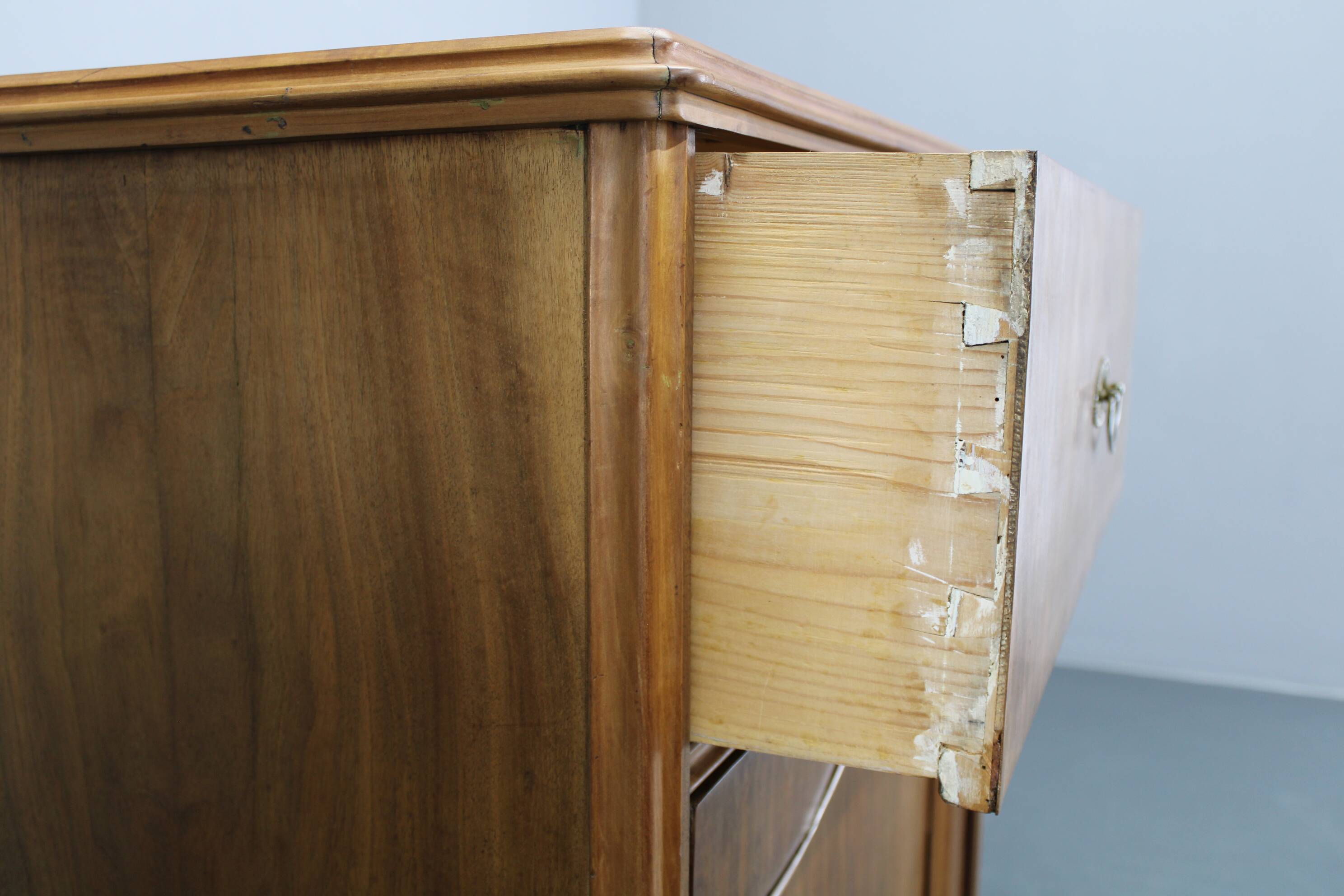 Antique Cabinet in Walnut Finish, Czechoslovakia