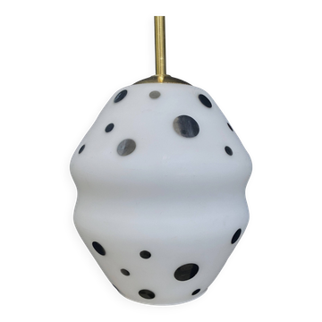 Suspension blanche à pois noirs années 1960
