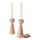 Pair of Wood Candle Holders in Danish Design Style, 1970's