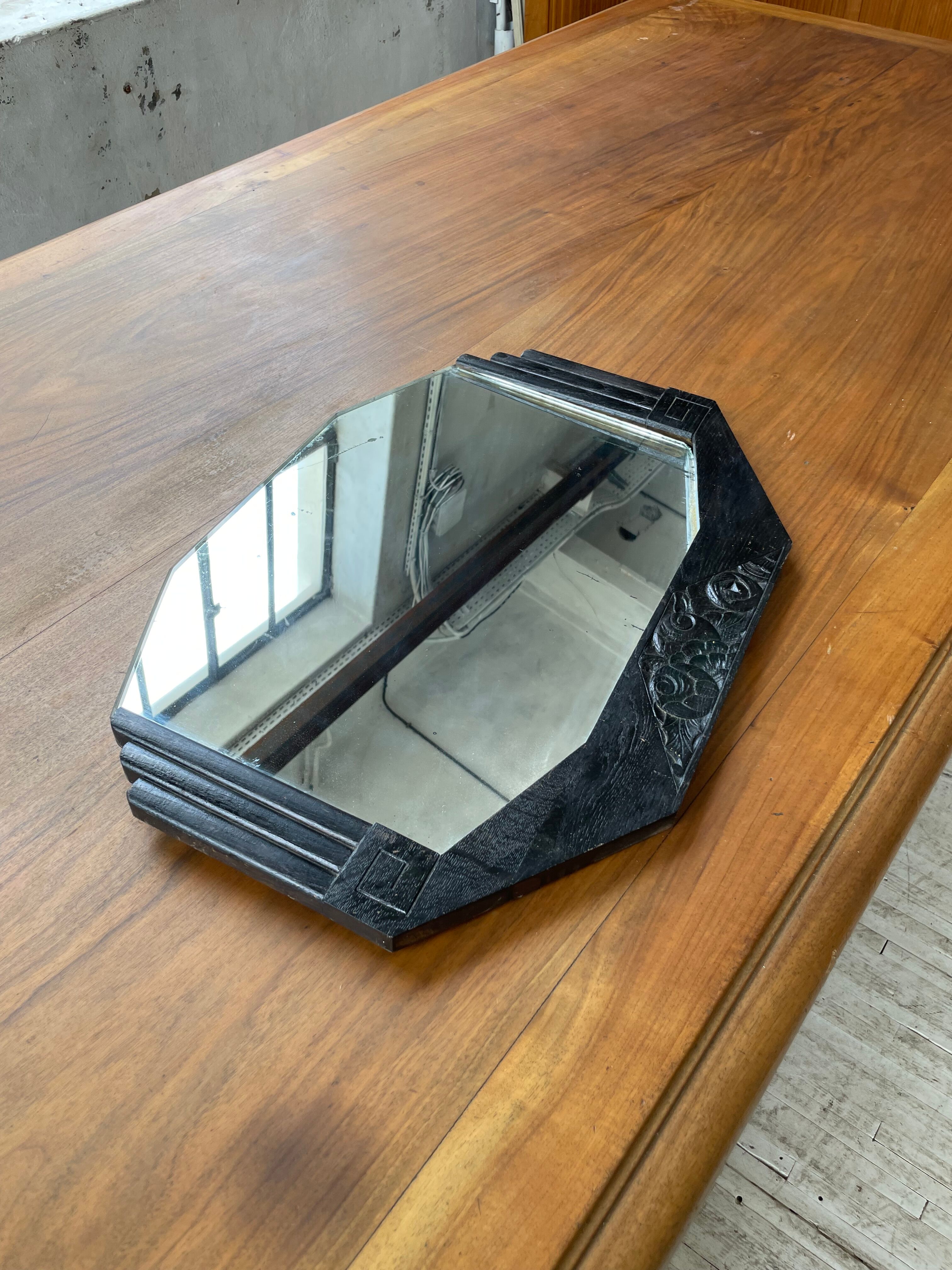 Black art deco mirror 65x46cm