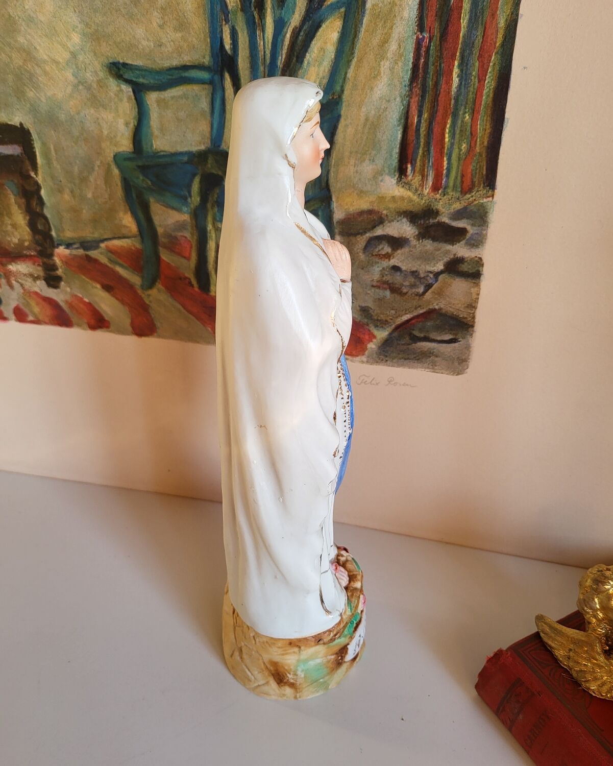 Religious Statuette of Our Lady of Lourdes, Saint Virgin Mary