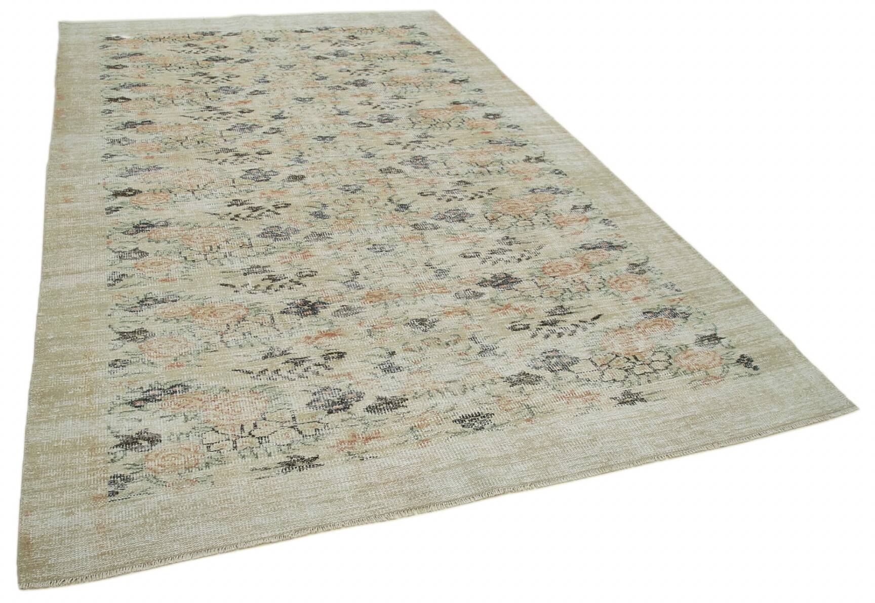 Vintage Turkish Hand Knotted Beige Rug 190cm x 302cm