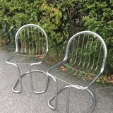 2 chaises acier chromé des années 70