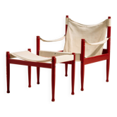 Fauteuil lounge safari modèle 30 et ottoman par Erik Wørts pour Niels Eilersen, ensemble de 2