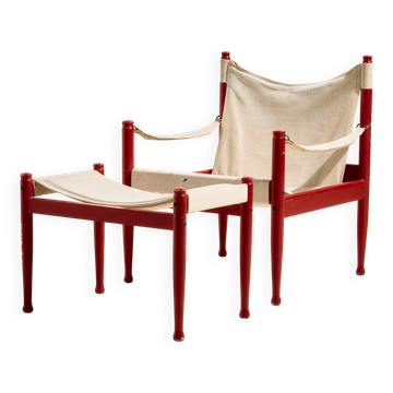 Safari lounge chair model 30 and ottoman by Erik Wørts for Niels Eilersen, set of 2.