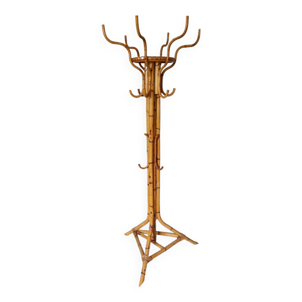 Porte-manteau perroquet en bambou vintage