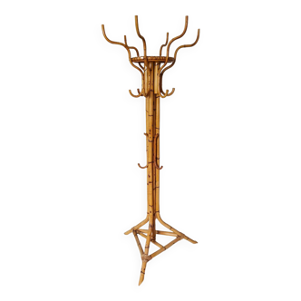 Porte-manteau perroquet en bambou vintage
