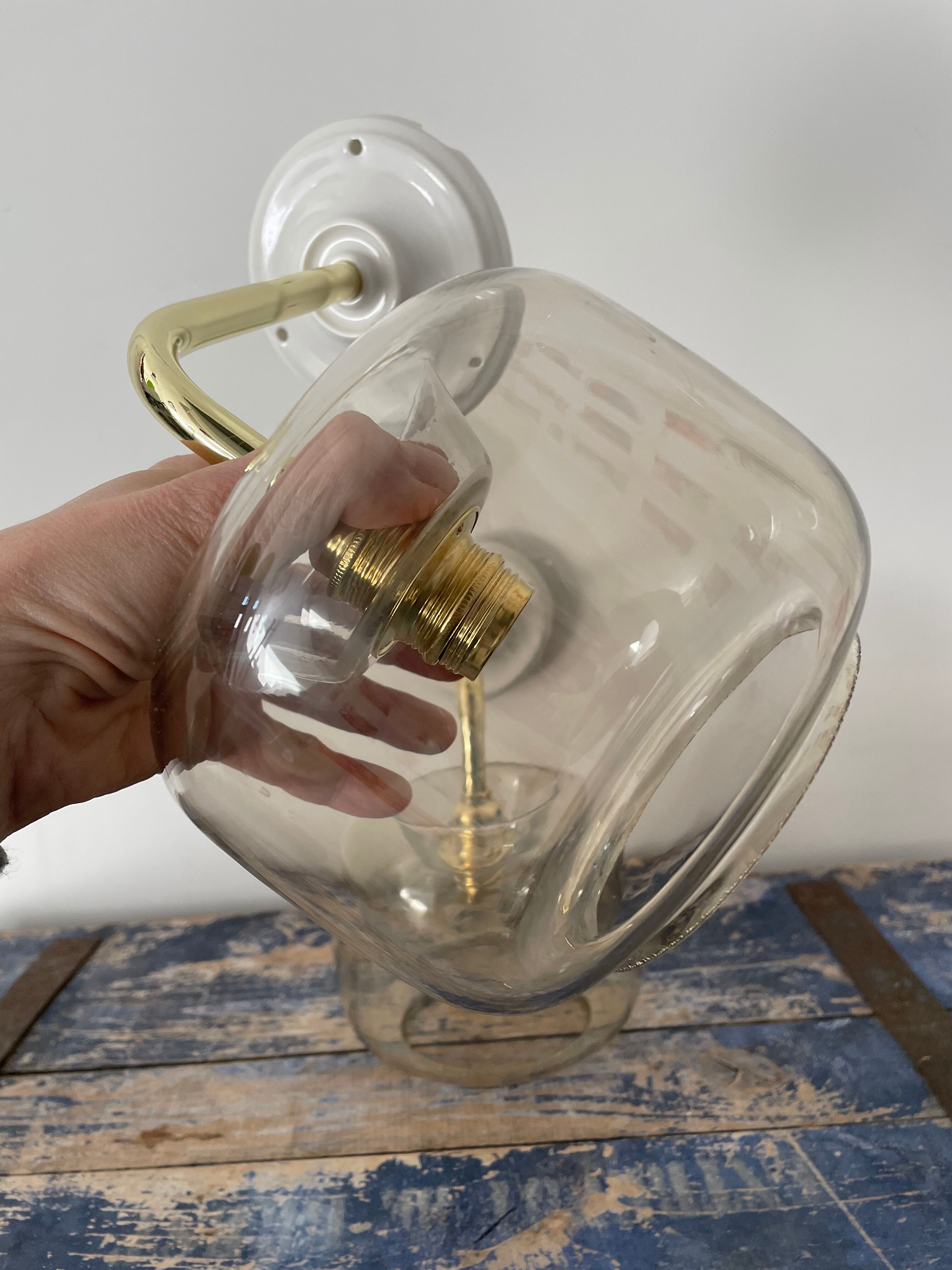 Pair of vintage smoked glass sconces