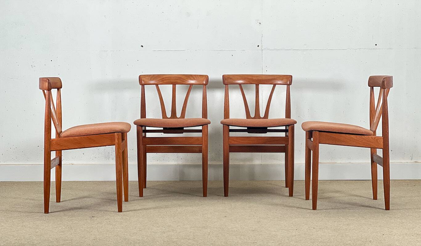 Set of 4 Danish Teak Hollow-Back Dining Chairs (made in the 1960s)