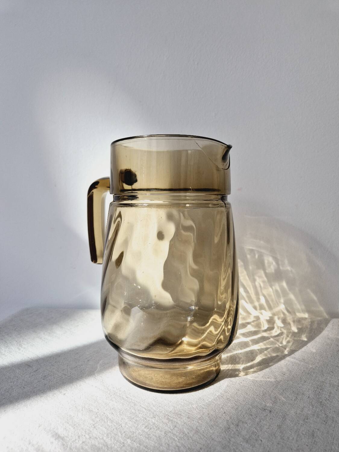 Amber Glass Carafe with Pour Spout - Lever Vintage