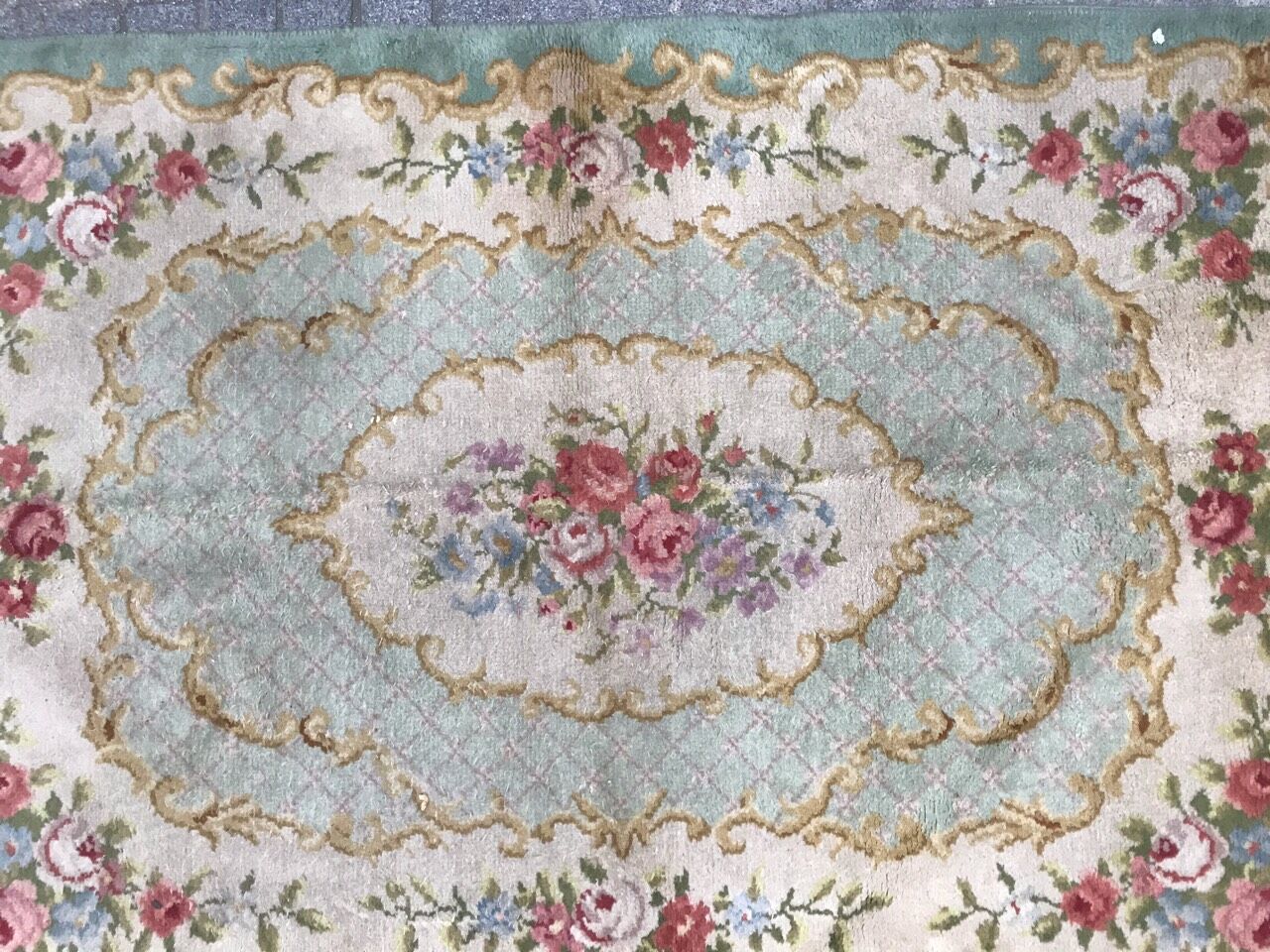 French carpet savonnerie Aubusson handmade 140x202 cm