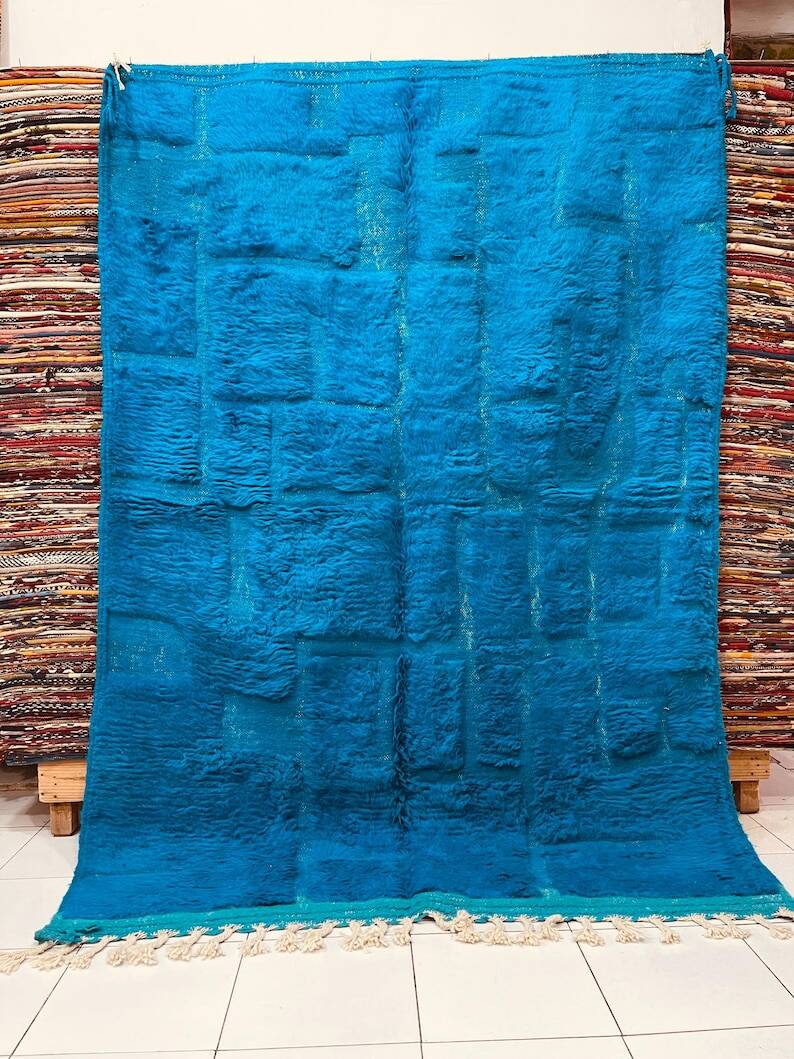 Handmade blue Moroccan rug 200cm x 300cm