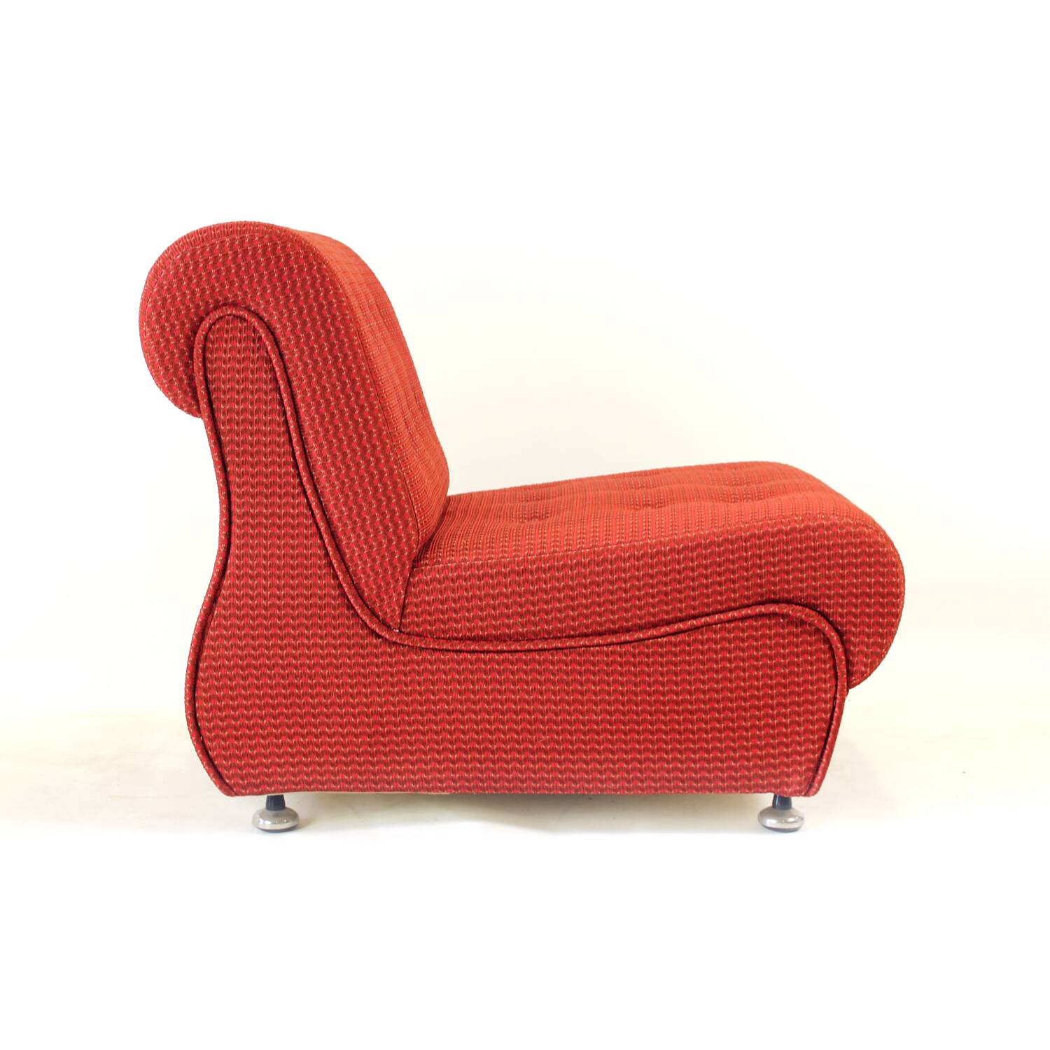 Space Age Modular Curved Sofa In Original Red Fabric, Tatra 1970s