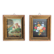 Pair of small Italian oil paintings, flowers and landscape.