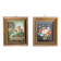 Pair of small Italian oil paintings, flowers and landscape.
