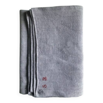 Nappe De Vendange Ancienne En Pur Chanvre Teintée Lilas