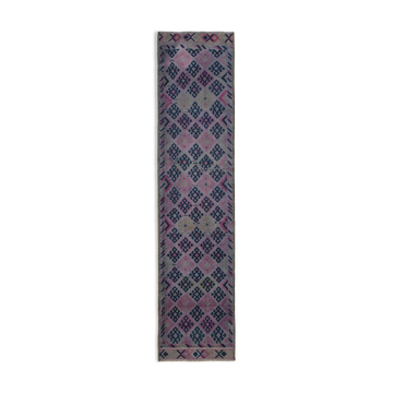 Tapis en laine nouée à la main turc purple runner 95 cm x 406 cm