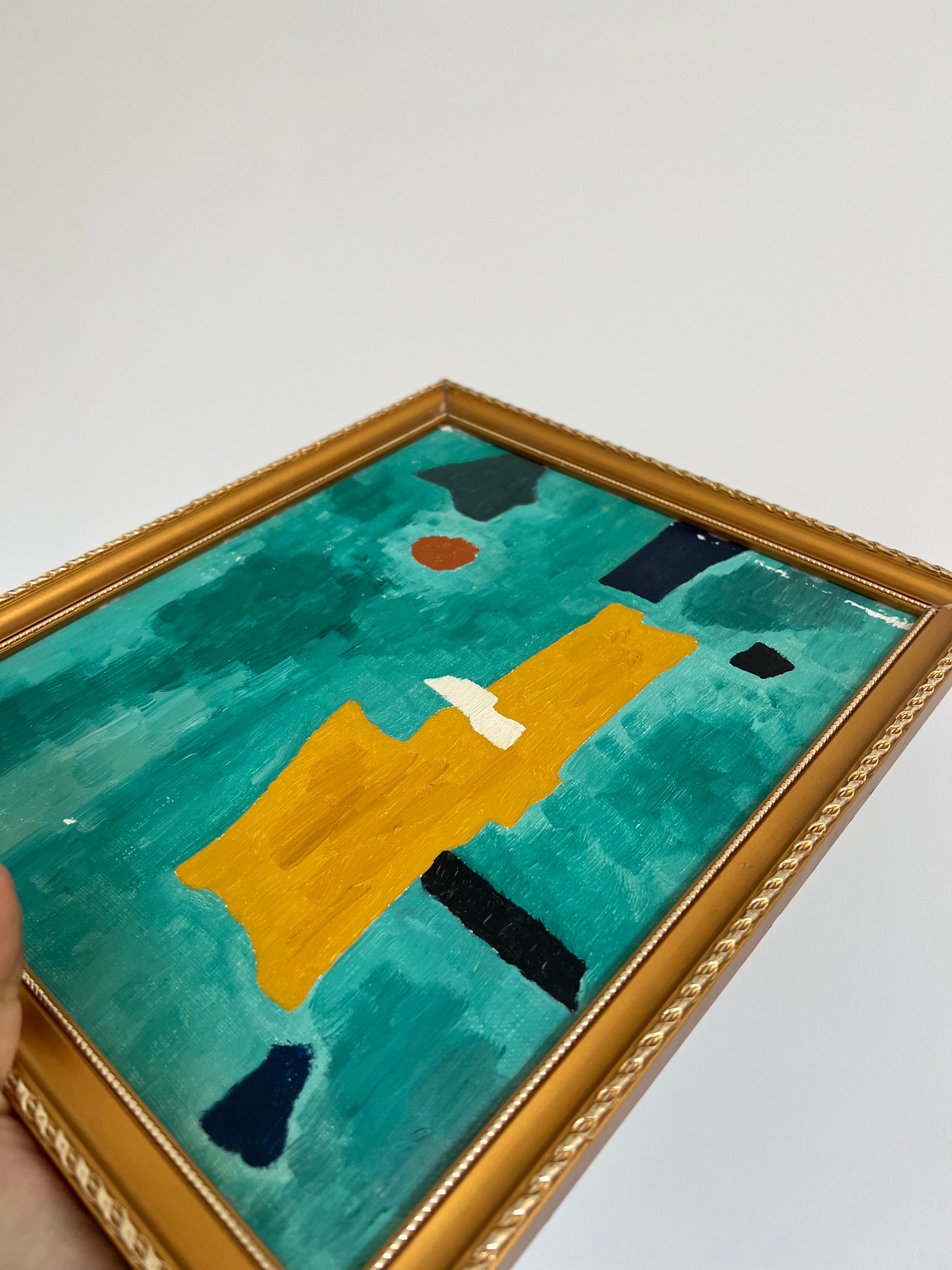 Painting painting with gilded frame, handmade, unique piece