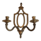Golden Wrought Iron Wall Light with Oval Shield and Two Arms. French Work.